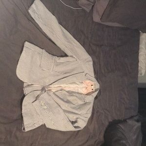 Blue and white striped blazer